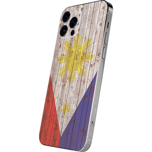 Philippines Flag Dark Wood iPhone 12 Pro Skin